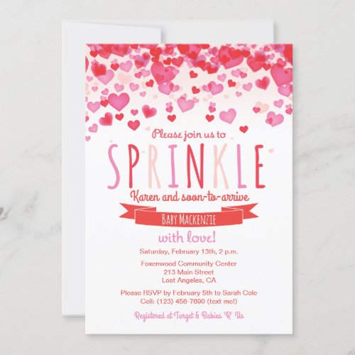 Heart Love Sprinkle Baby Shower Invitation