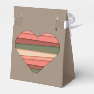 Heart Love Striped Valentine's Day Favor Boxes