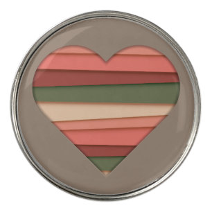 Heart Love Striped Valentine's Day Golf Ball Marker