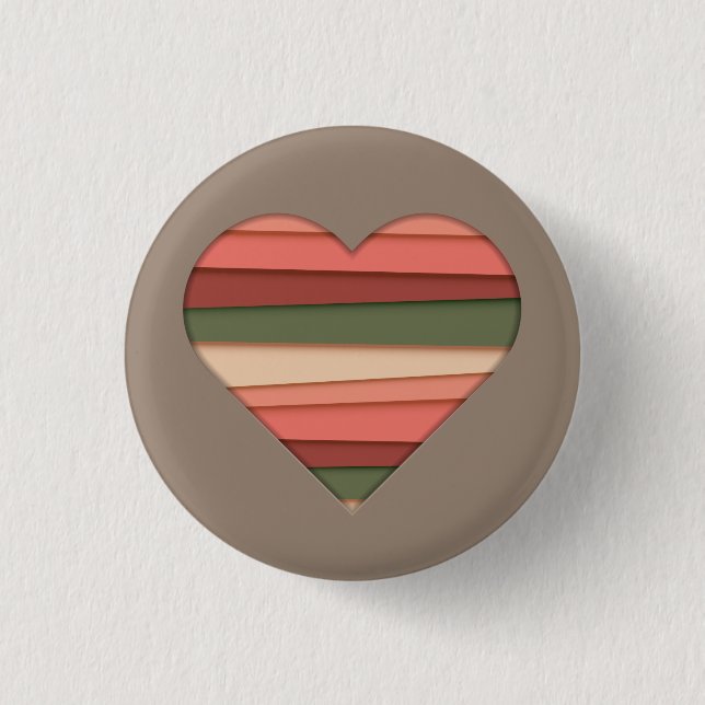Heart Love Striped Valentine's Day Pinback Button (Front)