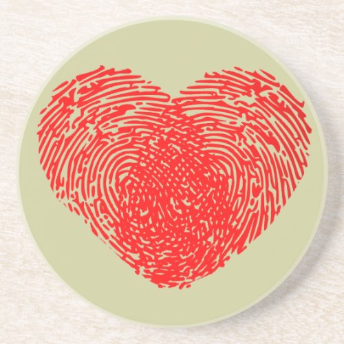 heart love thumbprint graphic art design drink coaster