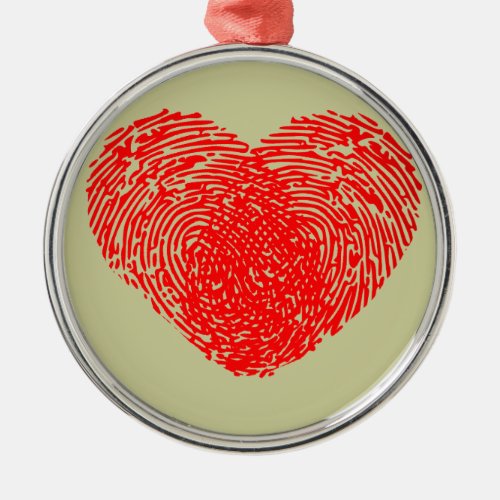 heart love thumbprint graphic art design metal ornament