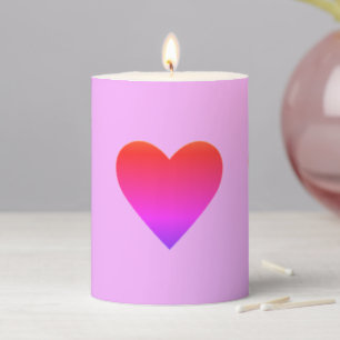 Heart Love Valentines Day Red Pink Pillar Candle