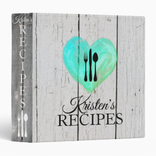 Heart Love White Wood Recipe Cooking Vintage 3 Ring Binder
