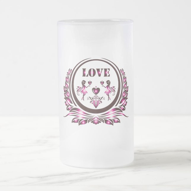Heart Lover Beer Glass Frosted Glass Beer Mug (Center)