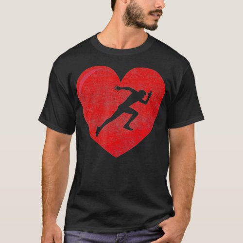 Heart Lover Running Gift Valentines Day For Men Wo T_Shirt