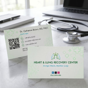 Heart & Lung Recovery Therapy Light Green Business Card