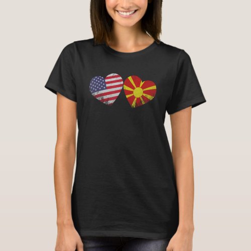 Heart Macedonian American Flag Patriotic Family He T_Shirt