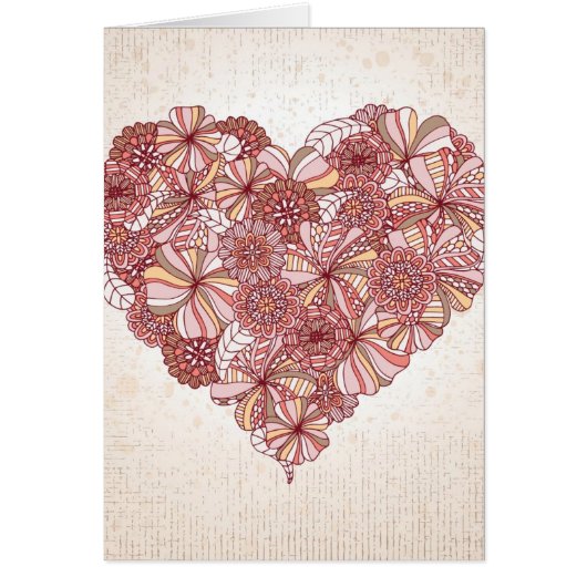 Heart made of hand drawn flowers cards (Front)