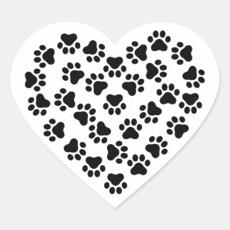 Heart made of paws heart sticker