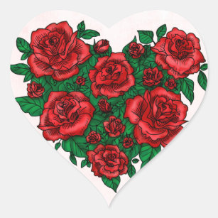 Beautiful Red Roses Valentine Love  #13102 2 x Heart Stickers 7.5 cm 