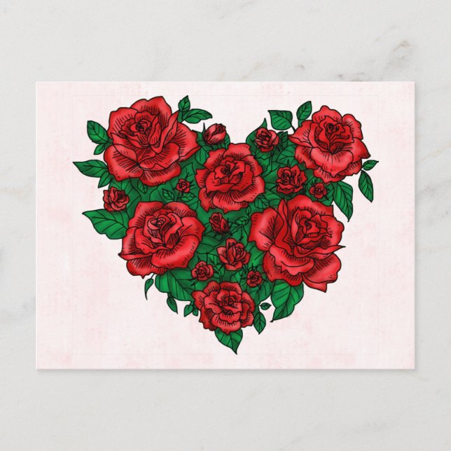 Heart made of red roses romantic valentine's love holiday postcard (Front)