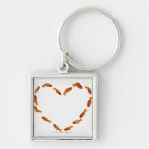 Heart made with goldfishes keychain