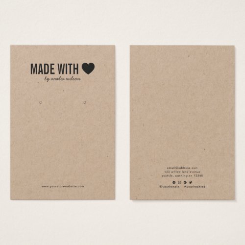 Heart Made with Love Kraft Earring Display Card