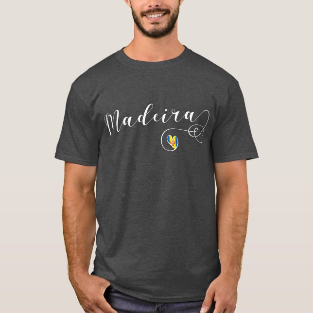 Heart Madeira Flag, I Love Madeira, Portugal T-Shirt (Front)