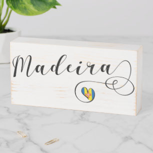 Heart Madeira Flag, Madeiran, Portugal Wooden Box Sign