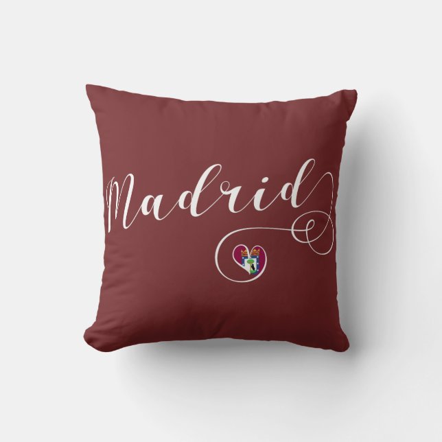 Heart Madrid Cushion, Spanish Throw Pillow (Front)