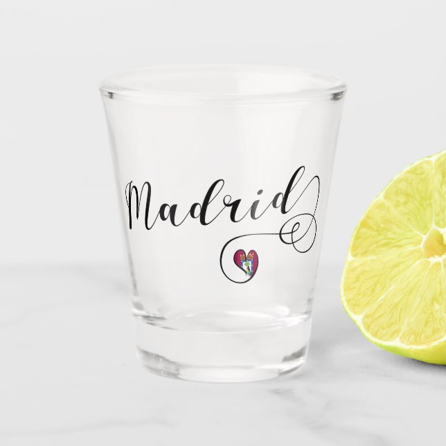 Heart Madrid, Spain  Shot Glass (Front)