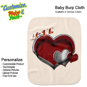 Heart Magic Beige Burp Cloth