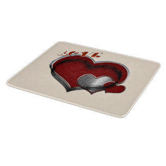 Heart Magic Beige Glass Cutting Board 15.2x17.8cm