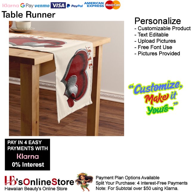 Heart Magic Beige Table Runner Household Linen (Heart Magic Table Runner Household Linen with Beige Background.)