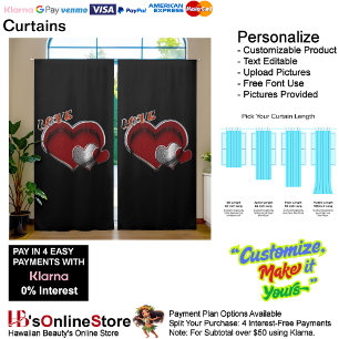 Heart Magic Black Blackout Curtains 127cmx274.3 