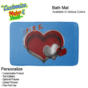 Heart Magic Blue Large Bath Mat