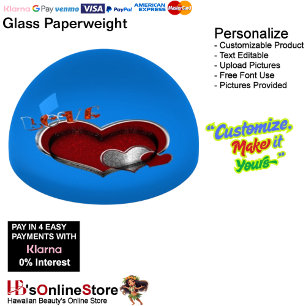 Heart Magic Blue Paperweight Dome