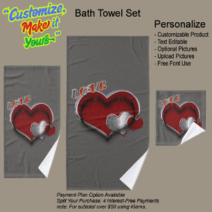 Heart Magic Charcoal Bathroom Towel Set 