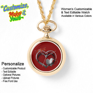 Heart Magic Gold Necklace Watch Red Face