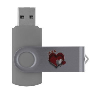 Heart Magic Grey USB Swivel Flash Drive 8 GB