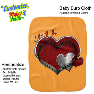 Heart Magic Orange Burp Cloth