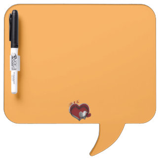 Heart Magic Orange Dry Erase Board with Pen Holder