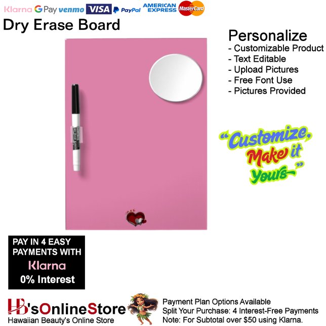 Heart Magic Pink Dry Erase Board Mirror & Pen (Heart Magic Pink Dry Erase Board Mirror & Pen.)