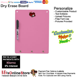 Heart Magic Pink Dry Erase Board Vertical