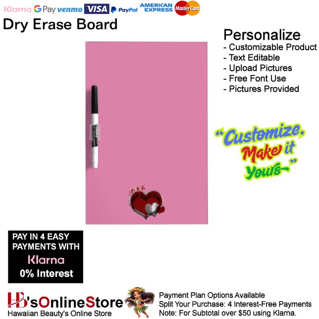 Heart Magic Pink Dry Erase Board with Pen Holder  (Heart Magic Pink Dry Erase Board with Pen Holder.)