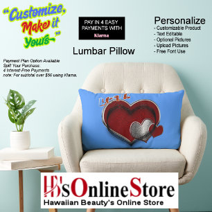 Heart Magic Polyester Light Blue Lumbar Pillow
