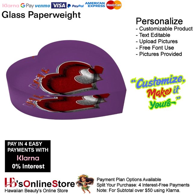 Heart Magic Purple Paperweight Heart (Heart Magic Purple Paperweight Heart.)