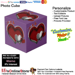 Heart Magic Purple Photo Cube 