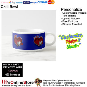 Heart Magic Royal Blue Gray Chili Bowl