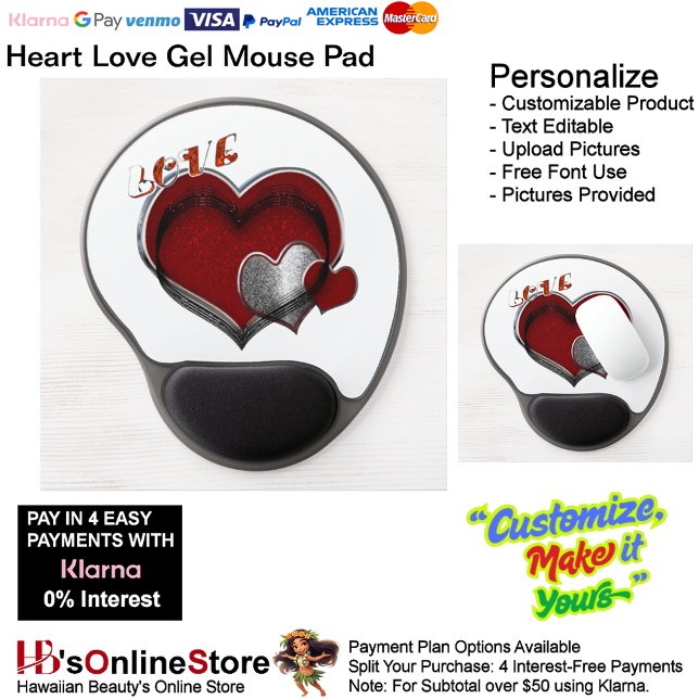 Heart Magic White Gel Mouse Pad (Heart Love Computer Accessory Gel Mouse Pad with White Background.)