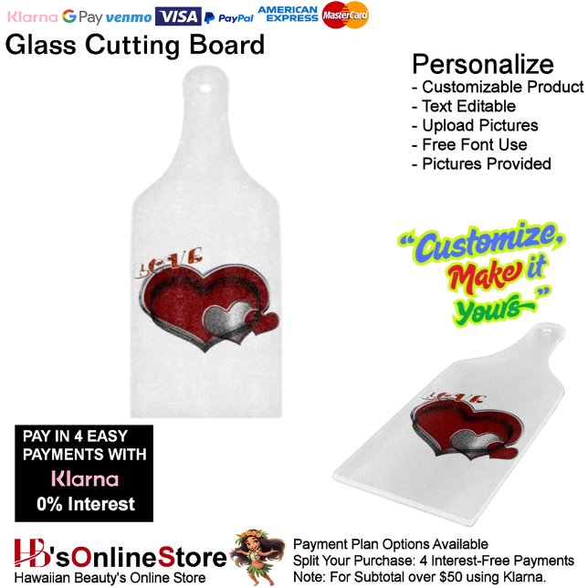 Heart Magic White Glass Cutting Board Paddle (Love Heart White Kitchen Cooking Glass Cutting Board.)