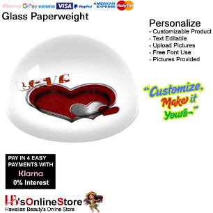 Heart Magic White Paperweight Dome