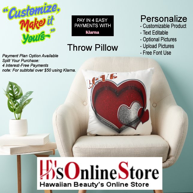 Heart Magic White Throw Pillow (Heart Magic Love Small Square Polyester White Throw Pillow.)
