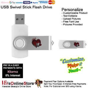 Heart Magic White USB Swivel Flash Drive 16 GB