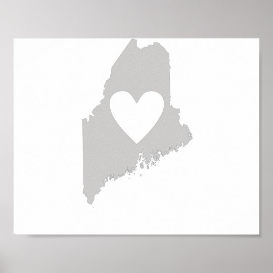 Heart Maine state silhouette Poster | Zazzle.com