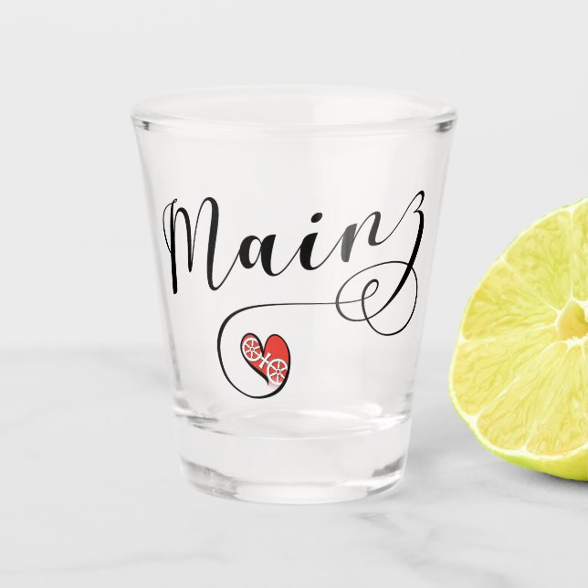 Heart Mainz Flag, I Love Mainz, Meenz Shot Glass (Front)