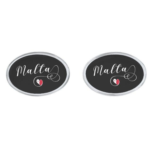 Heart Malta Flag, Maltese Cufflinks (Front)