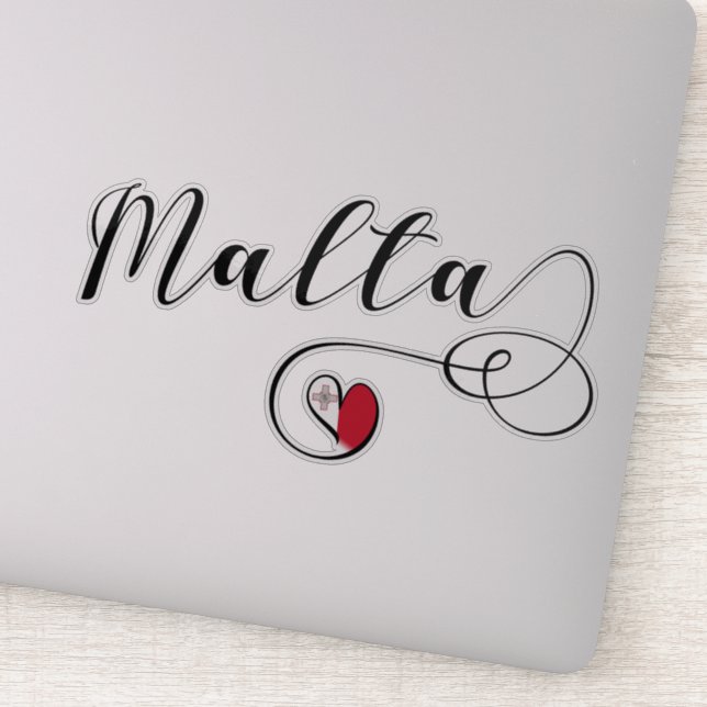 Heart Malta Flag, Maltese Sticker (Detail)