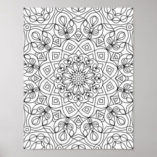 Heart Mandala  Adult Coloring Doodle Color This Poster